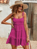 Holidaya Solid Colorumbrella-Shaped Hem Style Strap Dress