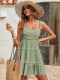 Holidaya Solid Colorumbrella-Shaped Hem Style Strap Dress