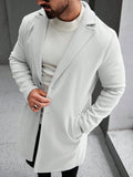 Men's Solid Color Long Sleeve Button-Front Overcoat