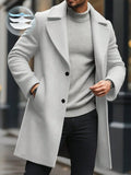 Men's Solid Color Long Sleeve Button-Front Overcoat