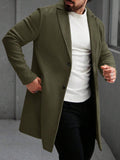 Men's Solid Color Long Sleeve Button-Front Overcoat