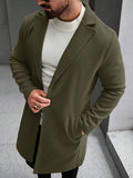 Men's Solid Color Long Sleeve Button-Front Overcoat