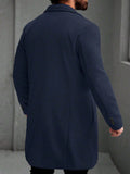 Men's Solid Color Long Sleeve Button-Front Overcoat