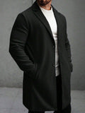 Men's Solid Color Long Sleeve Button-Front Overcoat