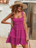 Holidaya Solid Colorumbrella-Shaped Hem Style Strap Dress