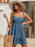 Holidaya Solid Colorumbrella-Shaped Hem Style Strap Dress
