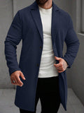 Men's Solid Color Long Sleeve Button-Front Overcoat