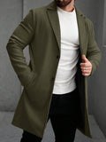 Men's Solid Color Long Sleeve Button-Front Overcoat