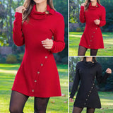 Women's O-Neck Long Sleeve Loose Fit Sweater Dress