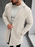 Men's Solid Color Long Sleeve Button-Front Overcoat
