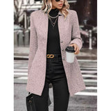 Women's Retro Wool Blend Winter Trench Coat with Stand Collar