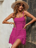 Holidaya Solid Colorumbrella-Shaped Hem Style Strap Dress