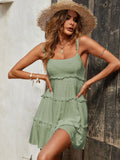 Holidaya Solid Colorumbrella-Shaped Hem Style Strap Dress