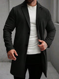 Men's Solid Color Long Sleeve Button-Front Overcoat
