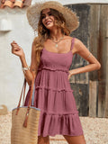 Holidaya Solid Colorumbrella-Shaped Hem Style Strap Dress