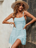 Holidaya Solid Colorumbrella-Shaped Hem Style Strap Dress