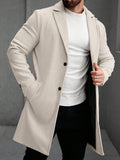 Men's Solid Color Long Sleeve Button-Front Overcoat