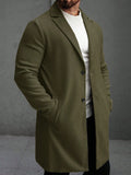Men's Solid Color Long Sleeve Button-Front Overcoat