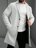 Men's Solid Color Long Sleeve Button-Front Overcoat