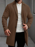 Men's Solid Color Long Sleeve Button-Front Overcoat